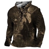 Homme Sweat shirt Sweat Bleu Violet Marron Vert Bleu clair Col Mao Fantôme Imprimés Photos Lacet Sport Loisir Casual du"idien 3D effet basique Vêtement de rue Design Printemps Automne miniinthebox
