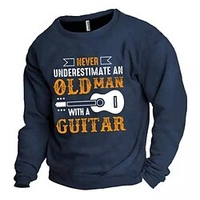 Homme Sweat shirt Sweat Noir bleu marine Col Ras du Cou Imprimés Photos Instrument de musique Imprimer du"idien Des sports Vacances 3D effet basique Vêtement de rue Design Printemps Automne miniinthebox