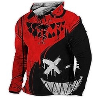 Homme Sweat shirt Sweat Rouge Bleu Orange Vert Gris Col Mao Bande dessinée Imprimés Photos Lacet Sport Loisir Casual du"idien 3D effet basique Vêtement de rue Design Printemps Automne miniinthebox