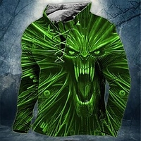 Homme Sweat shirt Sweat Rouge Bleu Roi Bleu Violet Vert Col Mao Crânes Imprimés Photos Lacet Sport Loisir Casual du"idien 3D effet basique Vêtement de rue Design Printemps Automne Vêtement miniinthebox