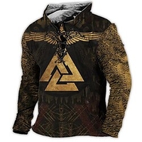 Homme Sweat shirt Sweat Rouge Bleu Violet Marron Gris Col Mao Tribal Imprimés Photos Lacet Sport Loisir Casual du"idien 3D effet basique Vêtement de rue Design Printemps Automne Vêtement Tenue miniinthebox