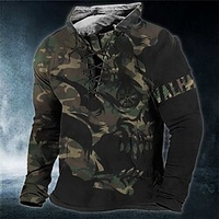 Homme Sweat shirt Sweat Vert Véronèse Bleu Violet Gris Col Mao Imprimés Photos camouflage Lacet Sport Loisir Casual du"idien 3D effet basique Vêtement de rue Design Printemps Automne Vêtement miniinthebox