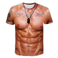 Homme T shirt Tee Tee T-shirts drôles Graphic Muscle Col Ras du Cou Noir Violet Kaki Arc-en-ciel Blanche 3D effet Grande Taille Travail du"idien Manche Courte Imprimer Vêtement Tenue Design Muscle miniinthebox