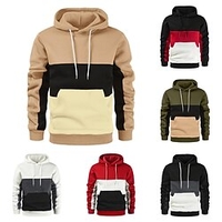 Homme Unisexe Sweat à capuche Sweat Noir et Blanc Noir Blanche Vert Véronèse Rouge Capuche Couleur unie Poche Casual du"idien Des sports non imprimable Casual Printemps Automne Automne hiver miniinthebox