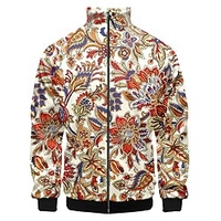 Homme Veste Blouson Chaud Plein Air fermeture Éclair Floral Graphique imprimé en 3D Mao Actif Veste Vêtements d