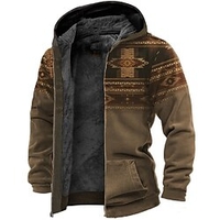 Homme Veste Polaire Sweat à capuche zippé Sweat à capuche en molleton Veste sherpa Hoodies épais Bleu Violet Marron Gris Capuche Imprimés Photos Zippé Imprimer Sport Loisir du"idien Des sports miniinthebox