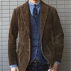 Homme Veste Velours Côtelé Veste Blouson blazer Veste de sport Manteau de sport Coupe Vent Chaud Extérieur Travail Plein Air Boutonnage Simple Col rabattu Vêtement de rue Casual Casual Chic Veste miniinthebox