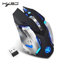 hxsj m10 2.4ghz souris de jeu sans fil 2400dpi batterie intégrée rechargeable 7 couleurs rétro-éclairage respirant confort souris gamer miniinthebox