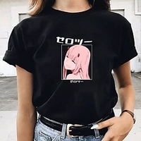 Inspiré par Chérie dans le Franxx Zéro deux Manches Ajustées Anime 100 % Polyester Animé Harajuku Art graphique Kawaii Tee-shirt Pour Homme / Femme / Couple miniinthebox