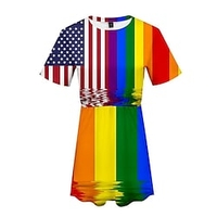 Inspiré par Défilé de la fierté Fierté LGBT Fierté gai Drapeau arc-en-ciel Robe Dessin Animé 100 % Polyester Animé Harajuku Art graphique Kawaii Robe Pour Femme miniinthebox