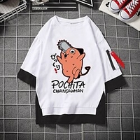 Inspiré par Homme à la tronçonneuse Denji Pochita Manches Ajustées Animé Art graphique Tee-shirt Pour Homme Femme Unisexe Adulte Estampage à chaud 100 % Polyester Casual"idien miniinthebox