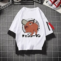 Inspiré par Homme à la tronçonneuse Denji Pochita Manches Ajustées Animé Art graphique Tee-shirt Pour Homme Femme Unisexe Adulte Estampage à chaud 100 % Polyester Casual"idien miniinthebox