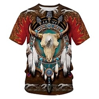 Inspiré par indien américain Indien Manches Ajustées Anime Polyester Animé 3D Harajuku Art graphique Tee-shirt Pour Homme / Femme / Couple miniinthebox