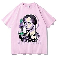 Inspiré par Mercredi Addams Famille Addams Mercredi Manches Ajustées Anime Dessin Animé Animé Classique Style de rue Tee-shirt Pour Homme Femme Unisexe Adulte Estampage à chaud 100 % Polyester miniinthebox