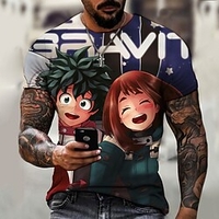 Inspiré par My Hero Academy Battle For All / Boku no Hero Academia Manches Ajustées Anime 100 % Polyester Animé Harajuku Art graphique Kawaii Tee-shirt Pour Homme / Femme / Couple miniinthebox
