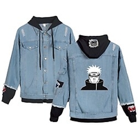 Inspiré par Naruto Cosplay Akatsuki Douleur Sweat à capuche Tissu Denim Imprimé Imprimé Veste en jean Veste en jean Pour Femme / Homme miniinthebox