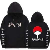 Inspiré par Naruto Cosplay Akatsuki Uchiha Itachi Sweat à capuche Anime Dessin Animé Imprime Imprimé Harajuku Art graphique Sweat à capuche Pour Homme Femme Hommes Adulte Mélangé polyester / coton miniinthebox