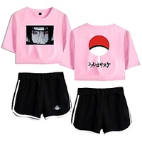 Inspiré par Naruto Cosplay Akatsuki Uchiha Tenue Haut Découpé Anime Imprime Imprimé Harajuku Art graphique Short Pour Femme Adulte Pur coton miniinthebox