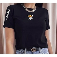 Inspiré par One Piece Monkey D.Luffy Manches Ajustées Anime 100 % Polyester Animé Harajuku Art graphique Kawaii Tee-shirt Pour Homme / Femme / Couple miniinthebox
