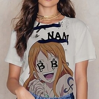 Inspiré par One Piece Nami Manches Ajustées Anime 100 % Polyester Animé 3D Harajuku Art graphique Tee-shirt Pour Homme / Femme / Couple miniinthebox