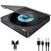 lecteur cd portable rechargeable 1800mah batterie tactile bouton cd disque baladeur avec doubles prises écouteurs deux écouteurs fonction mémoire protection anti-saut affichage numérique avec câble miniinthebox
