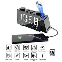 LED numérique projection réveil électronique réveil avec projection fm radio temps projecteur chambre chevet muet horloge miniinthebox