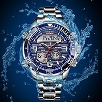 lige montre numérique pour hommes analogique - numérique numérique lumineux business chronographe réveil double fuseaux horaires alliage acier inoxydable miniinthebox