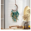 lune dream catcher cadeau fait à la main avec plume verte tenture décor art carillons éoliens boho style voiture suspendu maison pendentif miniinthebox