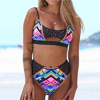 Maillots de Bain Bikinis Maillot de bain Femme 2 Pièces Imprimé Géométrique Normal Bandeau Maillots de bain Sportif Eté miniinthebox