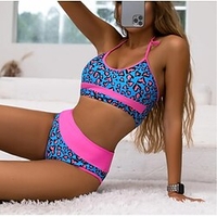 Maillots de Bain Bikinis Maillot de bain Femme 2 Pièces Imprimé Léopard Normal Bandeau Maillots de bain Sportif Eté miniinthebox