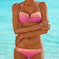Maillots de Bain Bikinis Maillot de bain Femme 2 Pièces Imprimé marinière Normal Bandeau Maillots de bain Sportif Eté miniinthebox