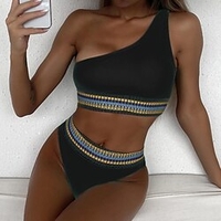 Maillots de Bain Bikinis Maillot de bain Femme 2 Pièces Une Epaule Plein Normal Bandeau Maillots de bain Sportif Eté miniinthebox