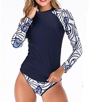 Maillots de Bain Lycra Plongée 2 pièces Maillot de bain Femme 2 Pièces Protection UV Imprimé Floral Bande Normal Rembourré Décolleté Maillots de bain nouveau Vacances Mode / Moderne miniinthebox