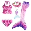 maillots de bain pour enfants bikini 5pcs maillot de bain queue de sirène la petite sirène cordon de serrage licou maillots de bain couleur bloc princesse sans manches bleu fête plage costumes actifs miniinthebox