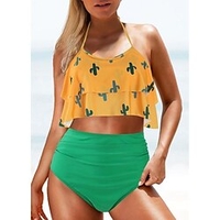 Maillots de Bain Tankini 2 pièces Maillot de bain Femme 2 Pièces Feuilles Normal Débardeur Maillots de bain Sportif Eté miniinthebox