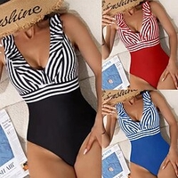 Maillots de Bain Une pièce Maillot de bain Femme Imprimé marinière Normal Body Maillots de bain Sportif Eté miniinthebox