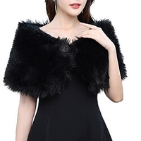 Manches Courtes Châles Fausse Fourrure Mariage Etoles de Femme Avec Bouton miniinthebox