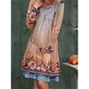 Mini robe Femme Robe casual manche longue Automne Printemps - Mode Moderne Imprimer Graphic Floral Col V du"idien robe automne Coton 2023 Rose poussiéreuse S M L XL miniinthebox