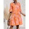 Mini robe Femme Robe casual manche longue Automne Printemps - Mode Moderne Ruché Imprimer Graphic Floral Col V du"idien robe automne 2023 Corail Noir Rouge Bleu Orange S M L XL 2XL 3XL miniinthebox