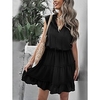 Mini robe Femme Robe casual Sans Manches Automne Printemps - Mode Moderne Ruché A Volants Couleur monochrome du"idien 2023 Noir Rouge Vert Bleu de minuit Bleu clair Gris S M L XL miniinthebox