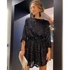 Mini robe Femme robe soirée manche longue Hiver Automne - Mode Robe chic Paillettes Avec ceinture Couleur monochrome Col Ras du Cou Soirée Noël Ceinture Incluse Ample 2022 Noir Argent Rouge Dorée S M miniinthebox