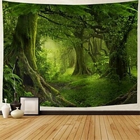 mistry forêt tapisserie magique nature vert arbre mur tapisserie forêt tropicale paysage tapisserie tenture murale bohème psychédélique tapisserie pour chambre salon dortoir miniinthebox