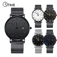 Mode hommes acier inoxydable canendar montres hommes affaires montres-bracelets à quartz cadeau miniinthebox