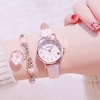 Mode mignon chat cadran fille montre ensemble pour enfants montre étudiant décontracté bracelet en cuir montre enfants enfants montre à quartz cadeau montres à quartz miniinthebox