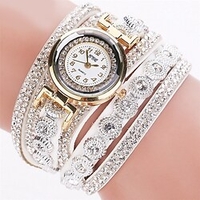 montre à quartz pour les femmes analogique quartz en acier inoxydable en cuir analogique strass montre diamant bracelet horloge pour cadeau miniinthebox