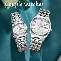 Montres à quartz pour Femme Hommes Analogique Quartz Tendance Minimaliste Classique Imperméable Calendrier Métal Acier Inoxydable Mode Aiguille miniinthebox