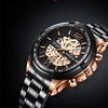 nouveau va-2322 noir or mécanique non automatique montre multifonctions montre de sport pour hommes calendrier lumineux ceinture en acier montre creuse miniinthebox