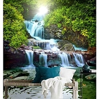 papier peint mural personnalisé auto-adhésif rizhao paysage et cascade belle vue pvc/vinyle adapté pour salon chambre restaurant hôtel décoration murale art décor à la maison miniinthebox