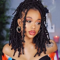 papillon locs cheveux déesse pré bouclé court bob locs locs en détresse crochet cheveux faux locs extensions de cheveux 14 pouces cheveux synthétiques tressage cheveux 1 pc 7 pcs miniinthebox