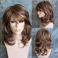 perruques brunes pour femmes perruque synthétique bouclés minaj coupe de cheveux en couches perruque longue moyenne brun fraise blonde cheveux synthétiques pour la fête miniinthebox